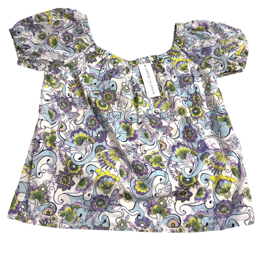 Janie and Jack Girls NEW 10 Paisley Top Multicolor Floral Cotton Boho Blouse